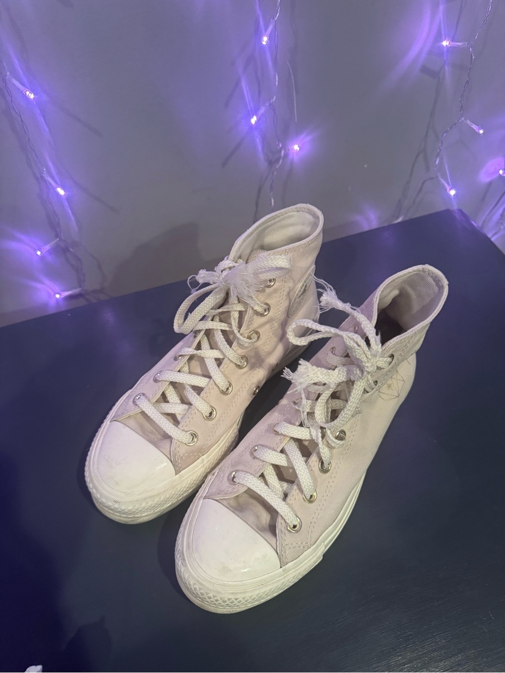 Converse High-Top Sneakers in Off-White Canvas